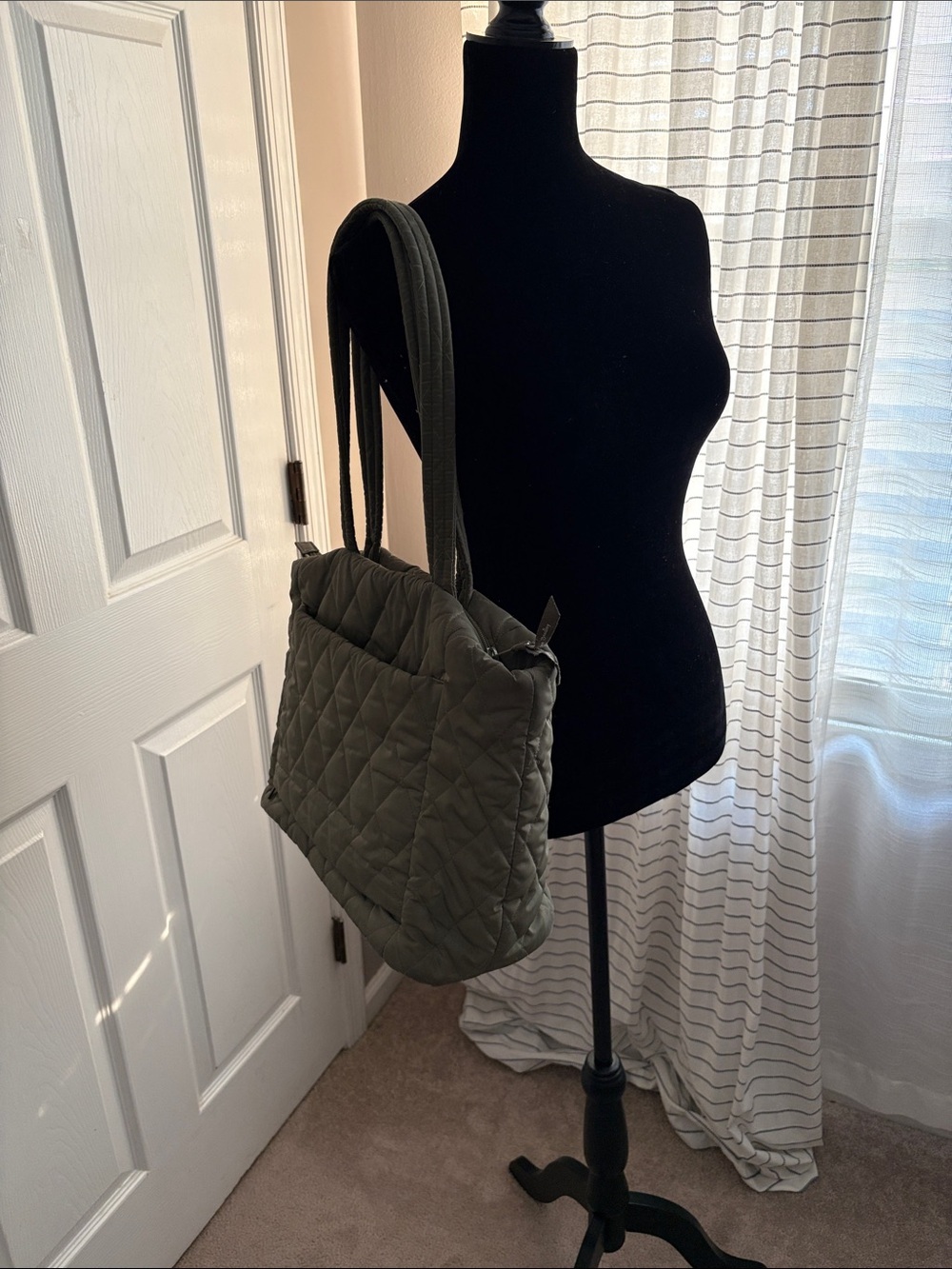 Vera Bradley Quilted Olive Double-Handle Shoulder Travel Bag